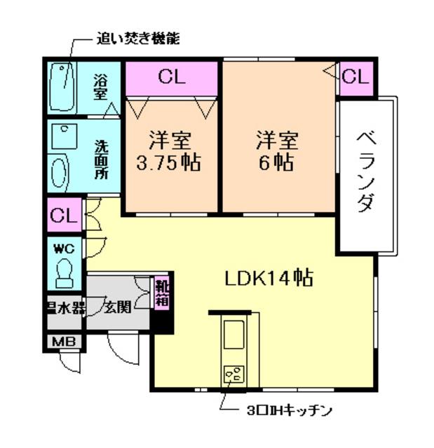 メゾンエラブル(2LDK/1階)の間取り写真