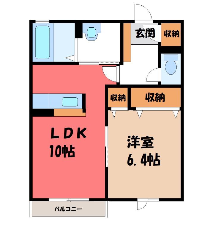 ワイズB(1LDK/1階)の間取り写真