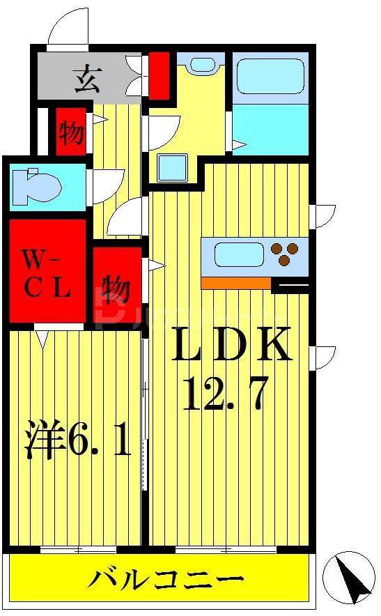 ラフィーネ柏中央(1LDK/3階)の間取り写真