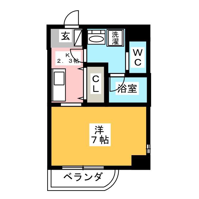シャングリラ中幸(1K/4階)の間取り写真