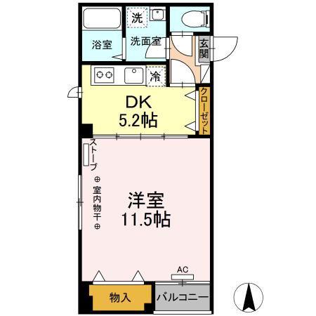 ジュエル本町(1DK/3階)の間取り写真