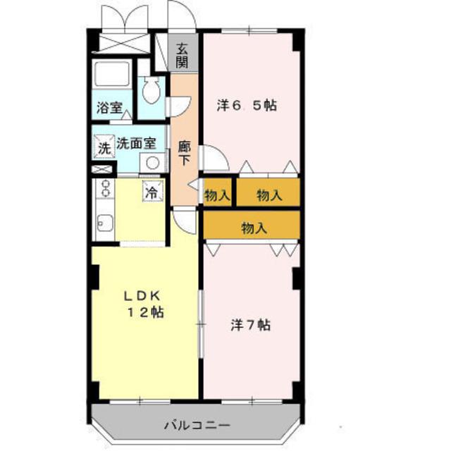 エルロード住吉7号館(2LDK/2階)の間取り写真