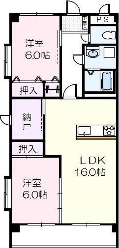 フリーダムコート弐番館(2SLDK/3階)の間取り写真