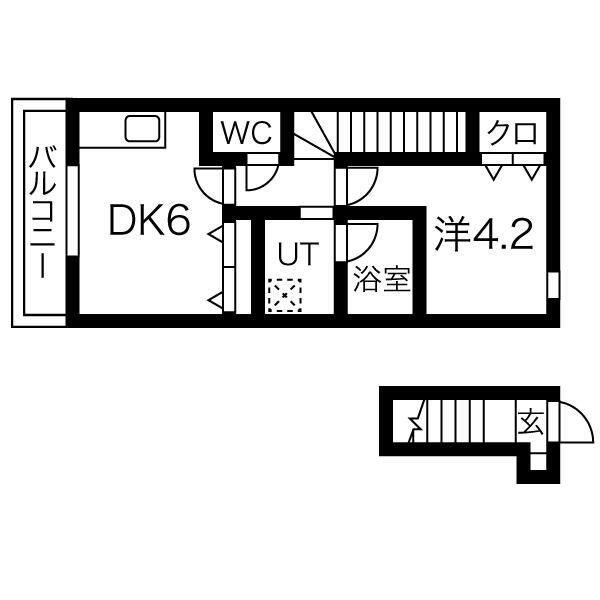 バーシティハウス子平町(1DK/2階)の間取り写真