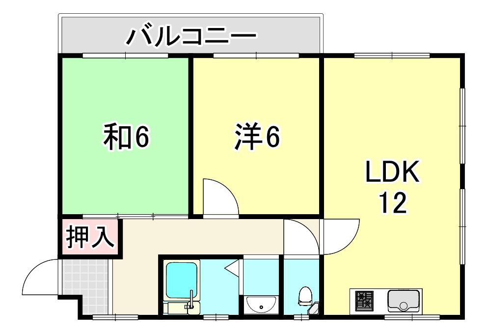 合和マンション(2LDK/2階)の間取り写真