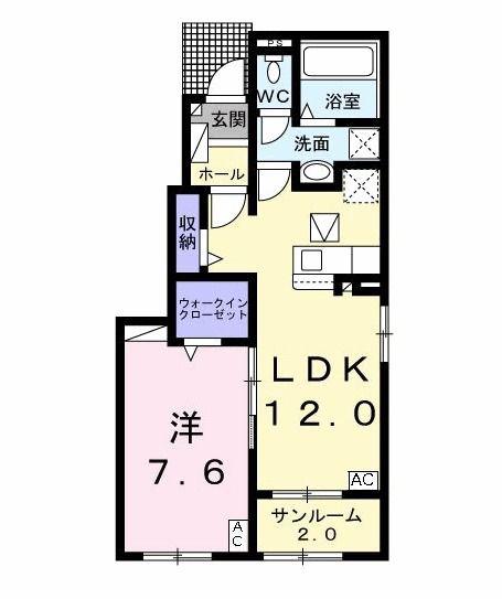 フリーデンレジデンス八代(1LDK/1階)の間取り写真