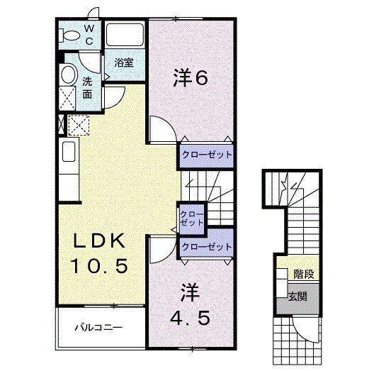 メゾン・サトー(2LDK/2階)の間取り写真