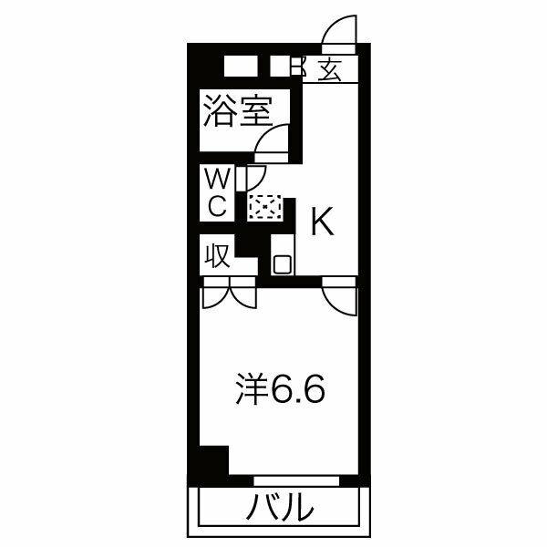 メゾンヤスフク(1K/2階)の間取り写真