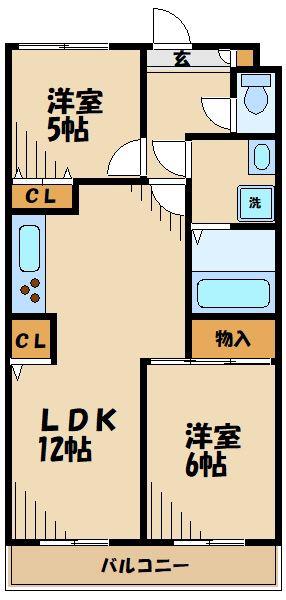 ヴェルジュ多摩川(2LDK/1階)の間取り写真