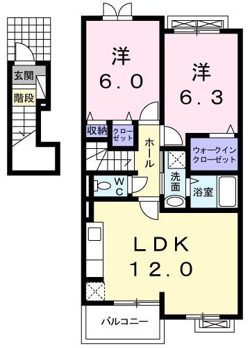 フォーリストK(2LDK/2階)の間取り写真