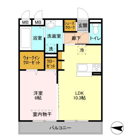 レーヴ II(1LDK/3階)の間取り写真