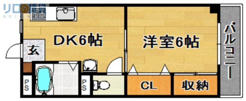 ハイツサンライズ(1DK/2階)の間取り写真