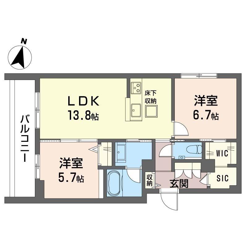 グランディール都筑SHM(2LDK/1階)の間取り写真
