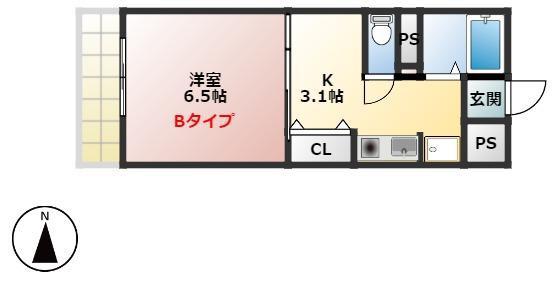 NAGASAKA BASE(1K/2階)の間取り写真