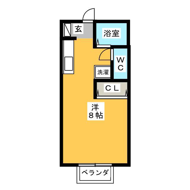 ベルハイツ(ワンルーム/2階)の間取り写真