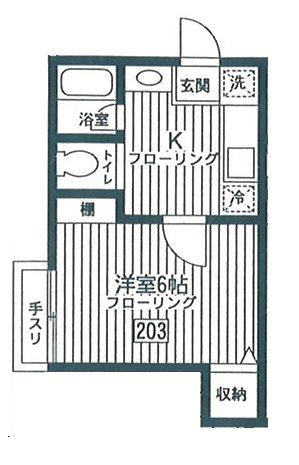 東急田園都市線 桜新町駅 徒歩4分 2階建 築62年(1K/2階)の間取り写真