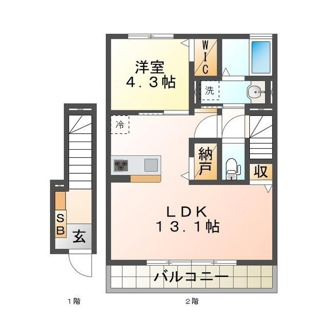 PREMIUM STAGE(1SLDK/2階)の間取り写真