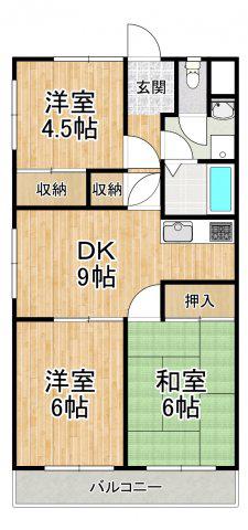 南埜マンション赤塚(3LDK/1階)の間取り写真
