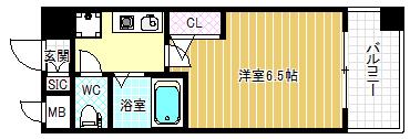 HOPECITY天神橋(1K/2階)の間取り写真