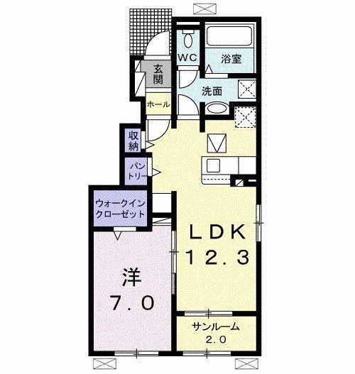 アルバソーレI(1LDK/1階)の間取り写真