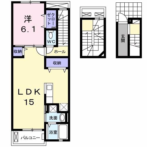サンヒルズ・ラフォーレⅡ(1LDK/3階)の間取り写真