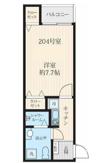 FOSSETTE新大橋(1K/2階)の間取り写真