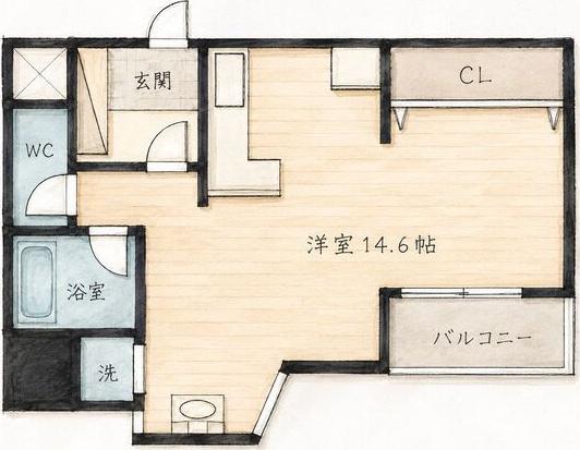 YK50(ワンルーム/4階)の間取り写真