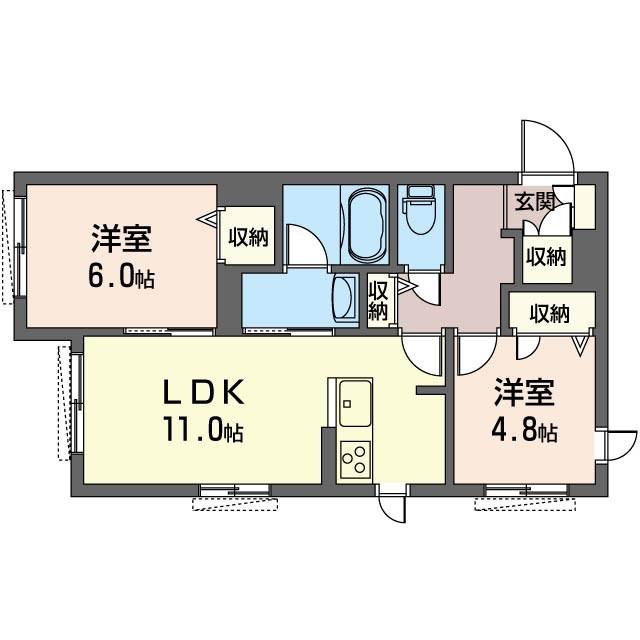 東急田園都市線 二子新地駅 徒歩7分 3階建 築8年(2LDK/1階)の間取り写真