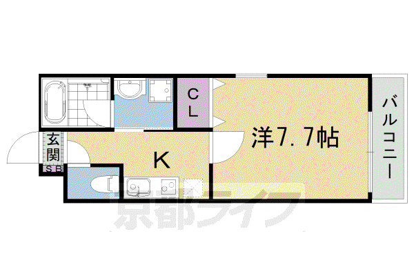 クレドール京都駅南(1K/1階)の間取り写真