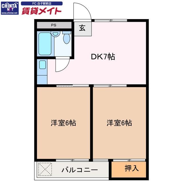 CASAESTRELLA(2DK/2階)の間取り写真