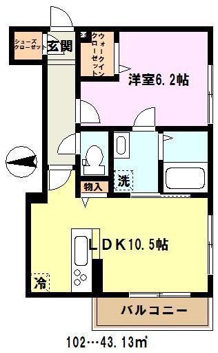 カーサレジオ(1LDK/1階)の間取り写真