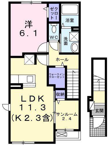 ＪＲ青梅線 河辺駅 徒歩25分 2階建 築5年(1LDK/2階)の間取り写真