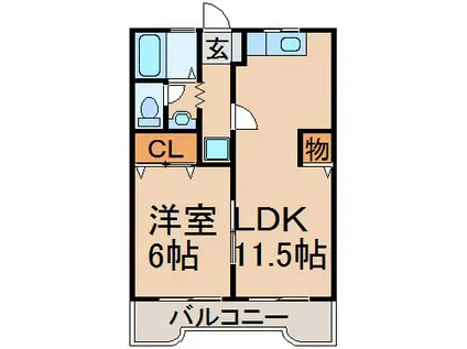メゾン フルール(1LDK/1階)の間取り写真