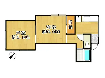 ビレッジ青山(2K/2階)の間取り写真