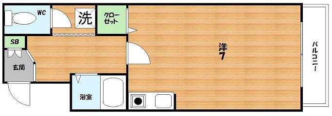 αクラージュくずはI(1K/1階)の間取り写真