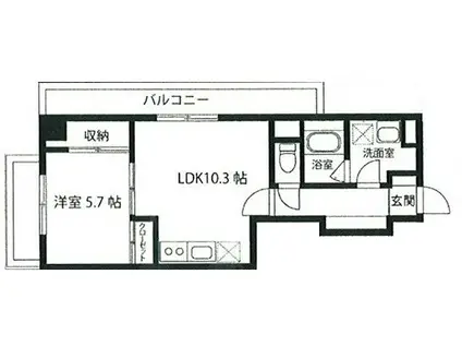 グラスワン(1LDK/8階)の間取り写真