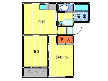 コスモガーデン(2DK/1階)の間取り写真