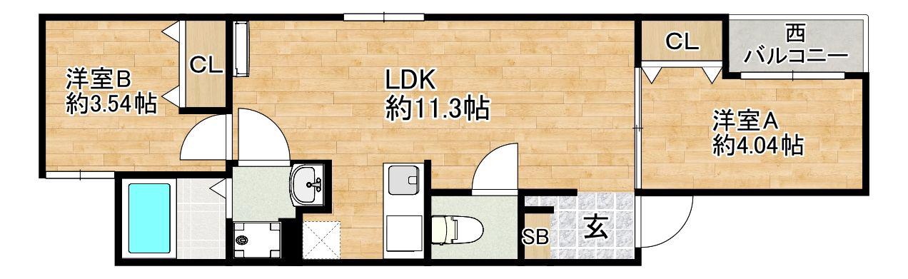 リタリッチ博多(2LDK/1階)の間取り写真