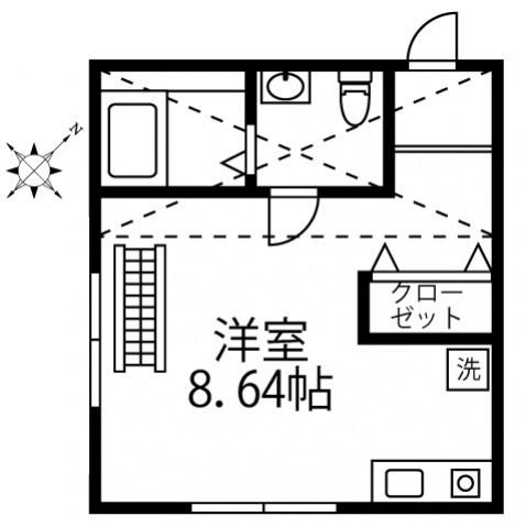 シェルブルー(ワンルーム/1階)の間取り写真