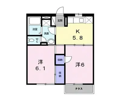 グリンピア古都A(2DK/1階)の間取り写真