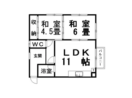 若葉荘(2LDK/2階)の間取り写真