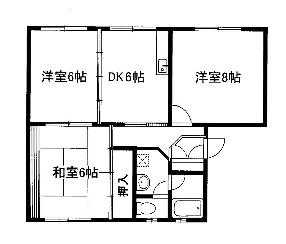 グランドール広野(3DK/1階)の間取り写真