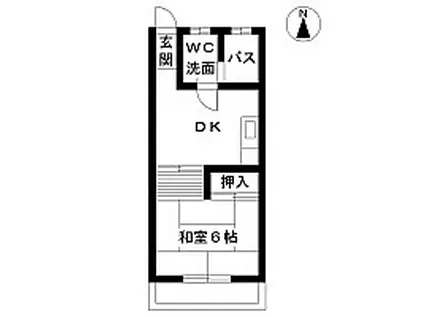 永田マンション B棟(1DK/2階)の間取り写真