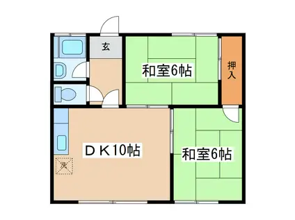 コダマハイツ1(2DK/2階)の間取り写真