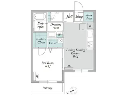 シャーメゾンステージ山王(1LDK/1階)の間取り写真