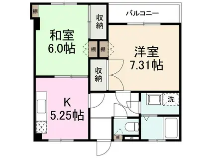 三条駅前ハイツ(2K/3階)の間取り写真