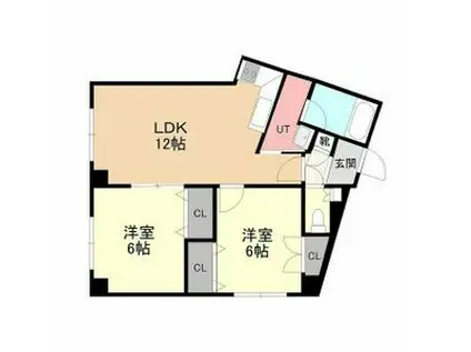 恒志堂手稲ビルII 旧フェスタ本町II(2LDK/3階)の間取り写真