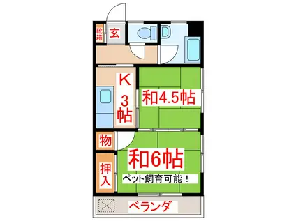 東谷山Nビル(2K/3階)の間取り写真