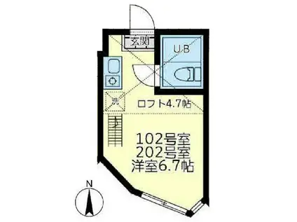 ユナイト新町カミーユ(ワンルーム/1階)の間取り写真