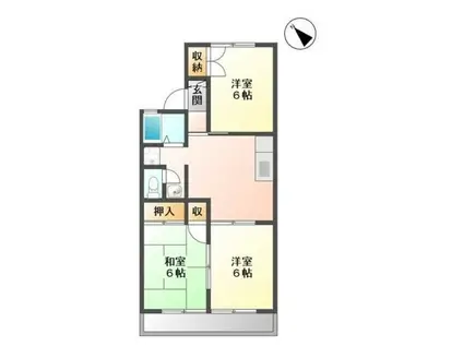 プレミールハイツ壱番館(3DK/2階)の間取り写真